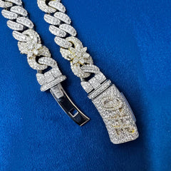 15mm Ice Out Lab Grown Diamond 10K White and yellow Gold Custom Miami Cuban Necklace