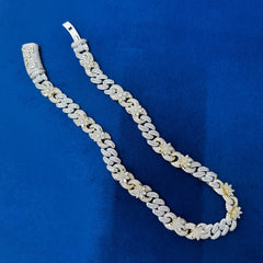 15mm Ice Out Lab Grown Diamond 10K White and yellow Gold Custom Miami Cuban Necklace