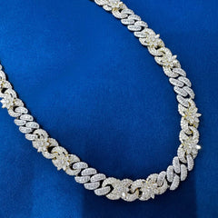 15mm Ice Out Lab Grown Diamond 10K White and yellow Gold Custom Miami Cuban Necklace