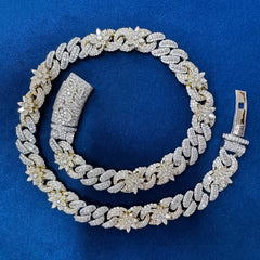15mm Ice Out Lab Grown Diamond 10K White and yellow Gold Custom Miami Cuban Necklace