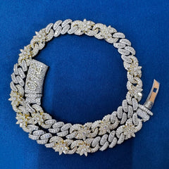 15mm Ice Out Lab Grown Diamond 10K White and yellow Gold Custom Miami Cuban Necklace