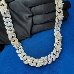 15mm Ice Out Lab Grown Diamond 10K White and yellow Gold Custom Miami Cuban Necklace