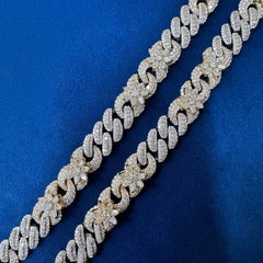 15mm Ice Out Lab Grown Diamond 10K White and yellow Gold Custom Miami Cuban Necklace