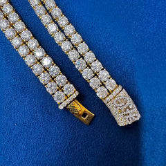 6 MM Round Lab Diamond Tennis Chain, 10KT Yellow Gold Tennis Necklace chain For him