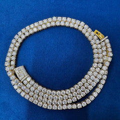 6 MM Round Lab Diamond Tennis Chain, 10KT Yellow Gold Tennis Necklace chain For him