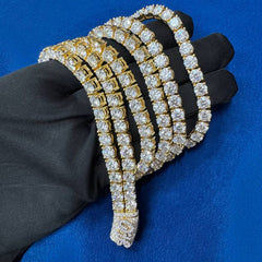 6 MM Round Lab Diamond Tennis Chain, 10KT Yellow Gold Tennis Necklace chain For him