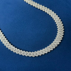 14mm VVS Moissanite Diamond Cuban Necklace, 10K White Gold Cuban Link Chain