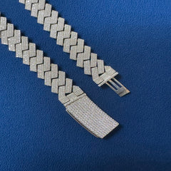 14mm VVS Moissanite Diamond Cuban Necklace, 10K White Gold Cuban Link Chain