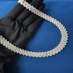 14mm VVS Moissanite Diamond Cuban Necklace, 10K White Gold Cuban Link Chain