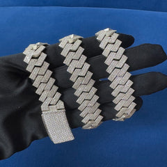 14mm VVS Moissanite Diamond Cuban Necklace, 10K White Gold Cuban Link Chain