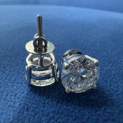 3.Ct Each Round Cut D VVS2 Lab Grown Diamond Engagement Stud Earrings