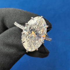 4CT VVS Moval Cut Lab Grown Diamond Hidden halo Engagement Ring