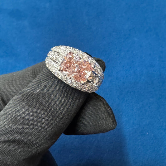 2.5Ct VS1 Intense Pink Color Radiant Cut Lab Grown Diamond Engagement Ring