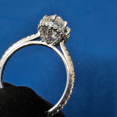 4CT VVS Moval Cut Lab Grown Diamond Hidden halo Engagement Ring