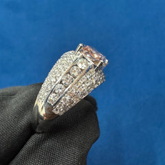 2.5Ct VS1 Intense Pink Color Radiant Cut Lab Grown Diamond Engagement Ring