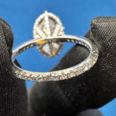 4CT VVS Moval Cut Lab Grown Diamond Hidden halo Engagement Ring