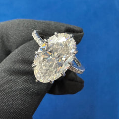 4CT VVS Moval Cut Lab Grown Diamond Hidden halo Engagement Ring
