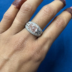 2.5Ct VS1 Intense Pink Color Radiant Cut Lab Grown Diamond Engagement Ring