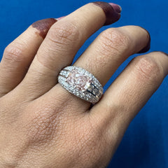 2.5Ct VS1 Intense Pink Color Radiant Cut Lab Grown Diamond Engagement Ring