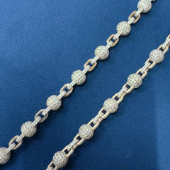 9.5 mm Lab Diamond Clustered Ball Necklace Iced Hip Hop Ball Chain