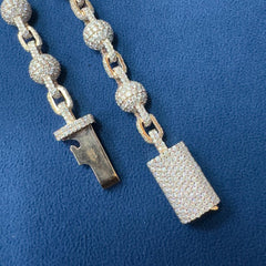 9.5 mm Lab Diamond Clustered Ball Necklace Iced Hip Hop Ball Chain