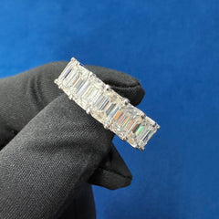 5CT Emerald Cut VVS lab Diamond Half Eternity wedding Band