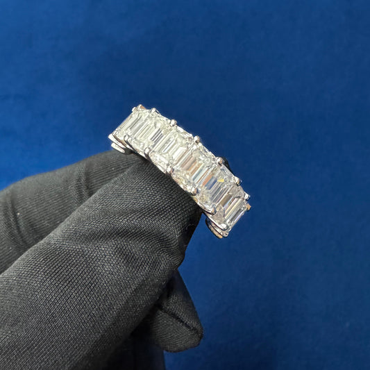 5CT Emerald Cut VVS lab Diamond Half Eternity wedding Band