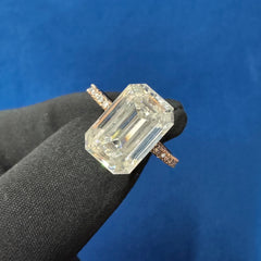 Certified 3.70CT Emerald Cut VVS FG Lab Grown Diamond Engagement Ring