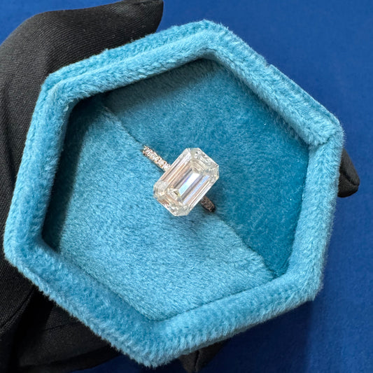 Certified 3.70CT Emerald Cut VVS FG Lab Grown Diamond Engagement Ring