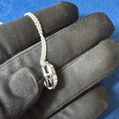 Halo Iced crushed Oval Cut Pendant necklace's 18K White Gold Chain