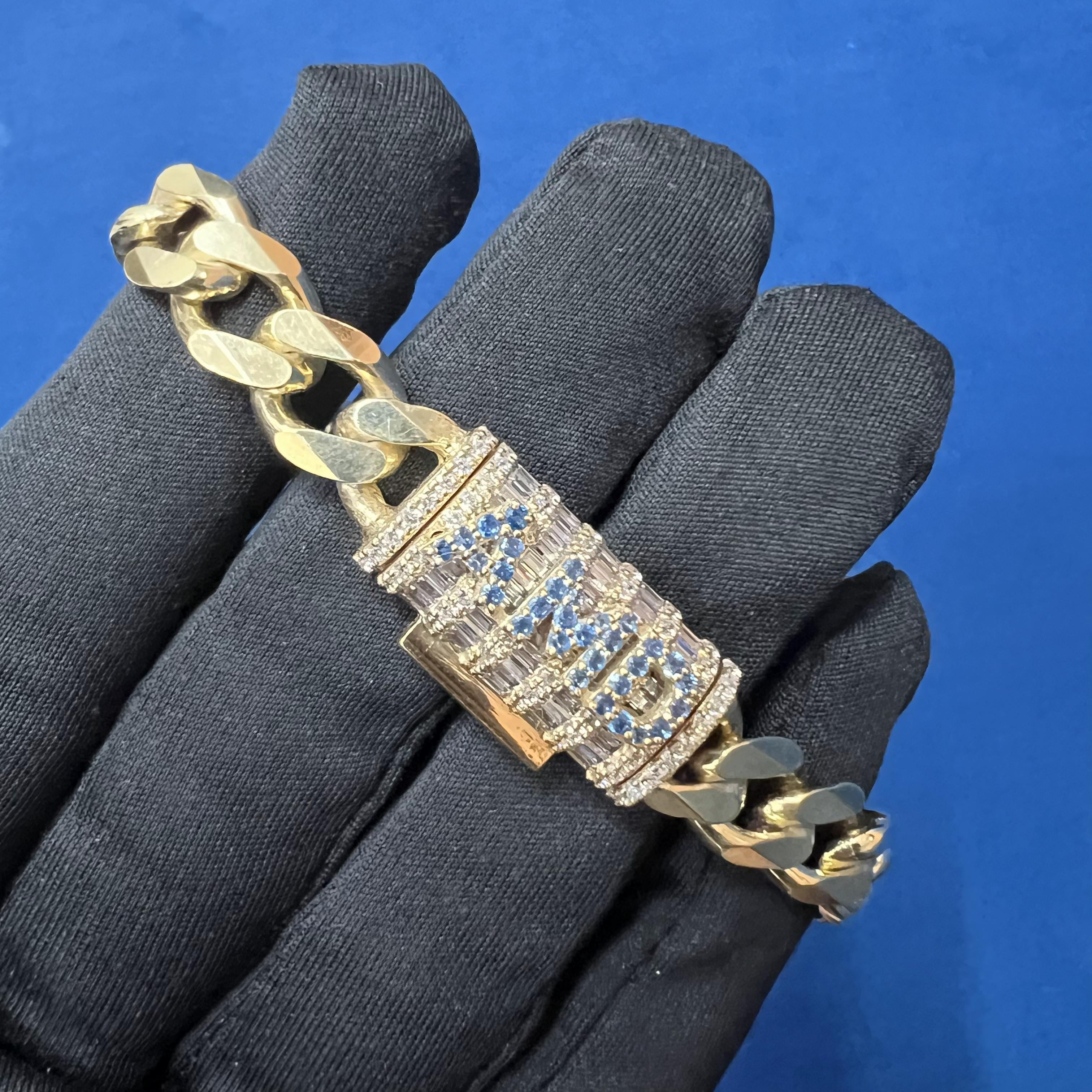10 MM Iced Out Miami Cuban Link Custom Lock Bracelets for Men