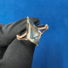 2.5CT Salt And Paper Kite Cut 14K Rose Gold Wedding anniversary Ring