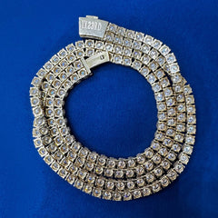 6 MM Round Lab Diamond Tennis Chain, 10KT Yellow Gold Tennis Necklace chain For him