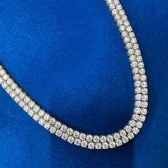 6 MM Round Lab Diamond Tennis Chain, 10KT Yellow Gold Tennis Necklace chain For him