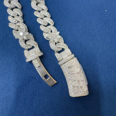 15mm Ice Out Lab Grown Diamond 10K White and yellow Gold Custom Miami Cuban Necklace