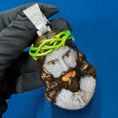 Customize Hip Hop Pendant ,Enamel and Diamond Jesus Face Pendant For Men