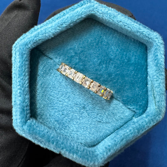3.5 CT Emerald  Cut VVS lab Diamond Half Eternity wedding Band