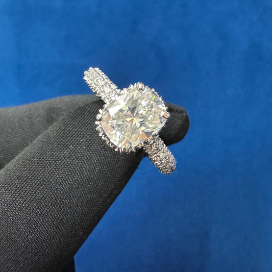 Cushion Cut Lab Grown Diamond  Hidden Halo  Ring