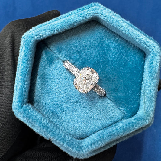 Cushion Cut Lab Grown Diamond  Hidden Halo  Ring