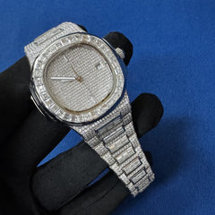 Luxury Moissanite Diamond Watch ,Handcrafted Automatic Wrist Watch for Men