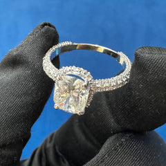 Cushion Cut Lab Grown Diamond  Hidden Halo  Ring