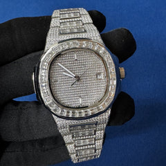 Luxury Moissanite Diamond Watch ,Handcrafted Automatic Wrist Watch for Men