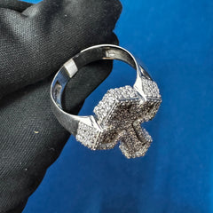 Lab Grown Diamond Cross Ring, 18K White Gold Jesus Cross Ring For Unisex