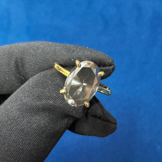 2.5CT Salt And Paper Oval Cut 14K Yellow Gold Wedding Ring