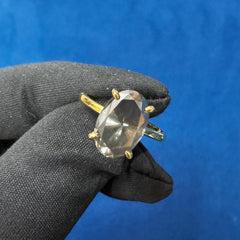 2.5CT Salt And Paper Oval Cut 14K Yellow Gold Wedding Ring