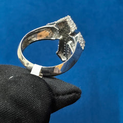 Lab Grown Diamond Cross Ring, 18K White Gold Jesus Cross Ring For Unisex