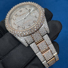 41MM Arabic Dial Rose Two Tone Lab Grown Diamond Watch