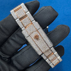 41MM Arabic Dial Rose Two Tone Lab Grown Diamond Watch