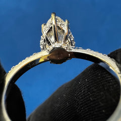 Pear Cut VVS Color Hidden Halo Lab Grown Diamond Engagement Ring