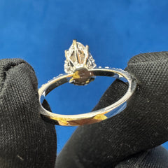 Pear Cut VVS Color Hidden Halo Lab Grown Diamond Engagement Ring